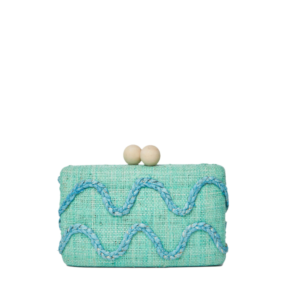 Tierra Embroidered Straw Clutch Bag in Green