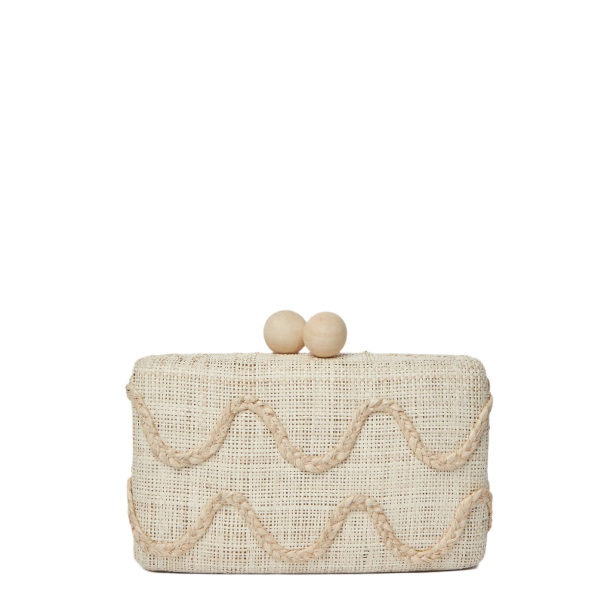 Tierra Embroidered Straw Clutch Bag in Natural