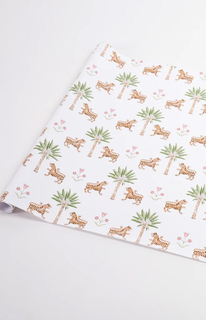 Tiger Palm Wrapping Paper In Crimson