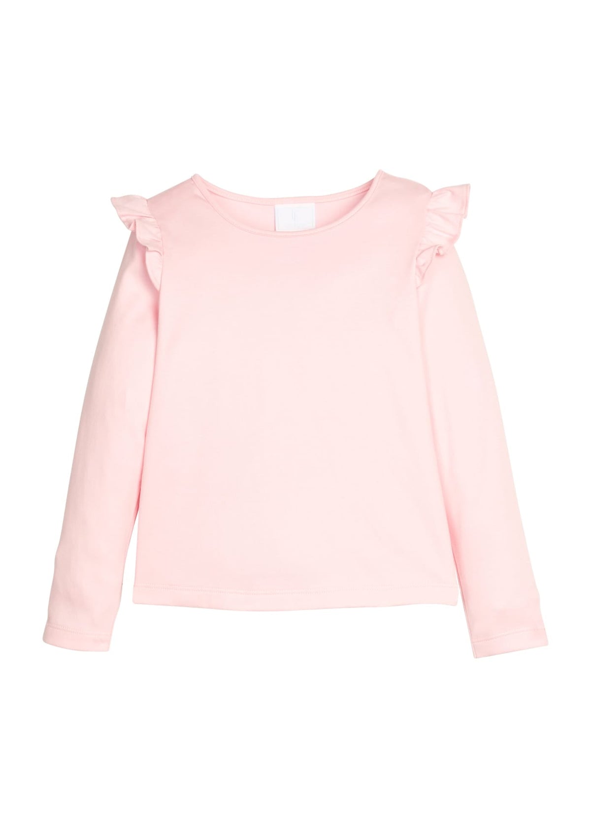 Little English classic girl's clothing, long sleeve cotton top with ruffle detail in pink for fall