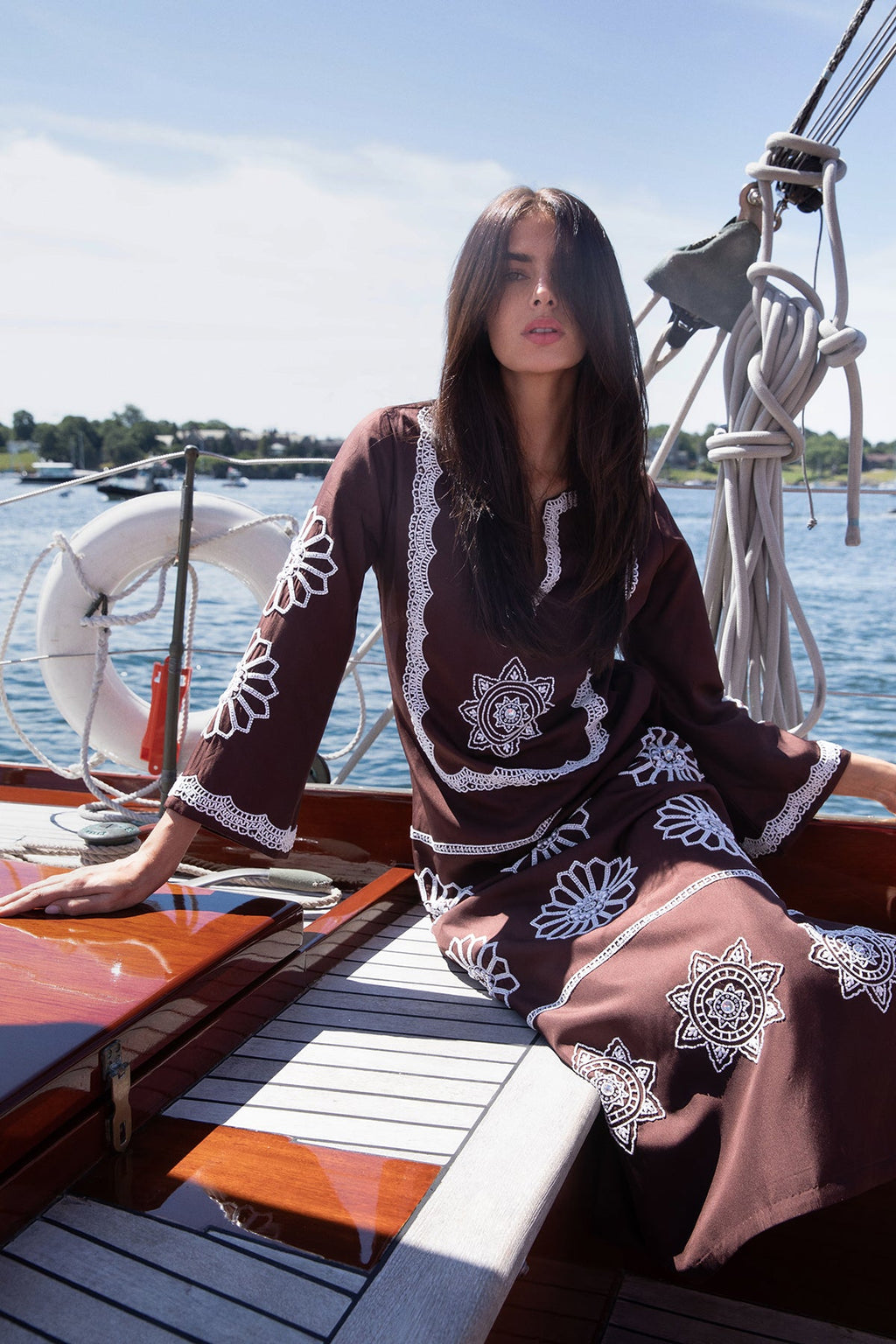 Beaded Olivia Kaftan in Tobacco
