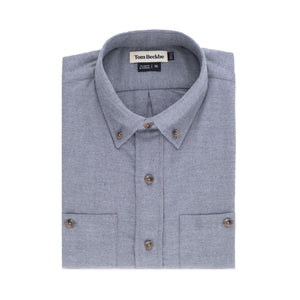 Tom Beckbe Dixon grey brushed cotton twill shirt with button-down collar and front pocket flaps.