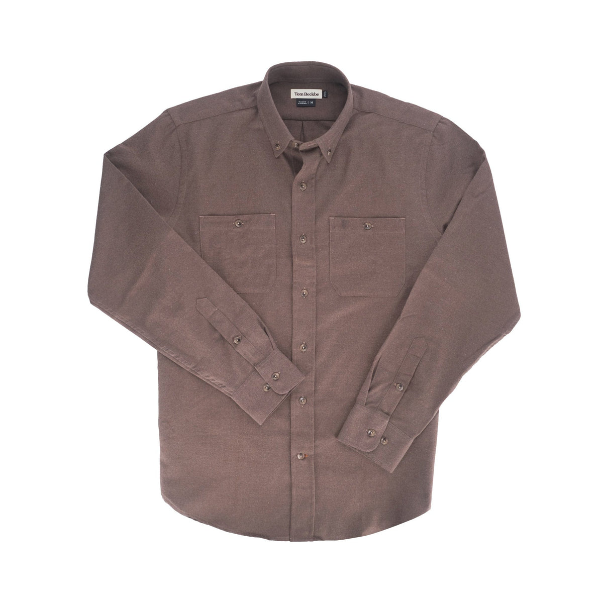 The Tom Beckbe Dixon Brushed Cotton Twill Shirt with two chest pockets is shown laid flat on a white background.