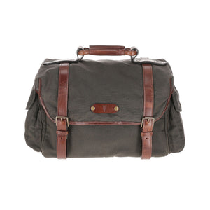 Front view of Canvas Field Bag showcasing its top handle and buckle straps against a white background