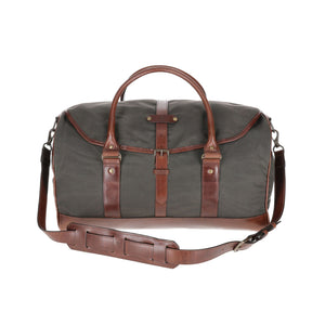 Tom Beckbe Canvas Weekender Duffel Bag: Field-ready with leather handles and a detachable shoulder strap.
