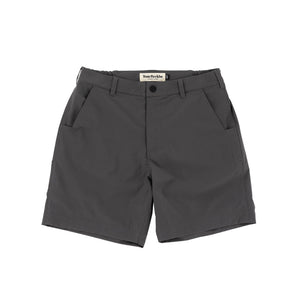 Crenshaw Performance Short by Tom Beckbe: Dark gray, four-way stretch, front/back pockets, belt loop.
