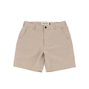 Crenshaw Performance Shorts by Tom Beckbe: Breathable polyester, 4-way stretch, front pockets, belt loops on white background.