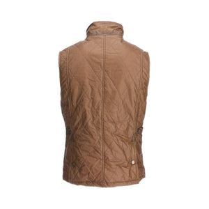 The Paddock Quilted Vest by Tom Beckbe is HD Wool with a high collar and side buttons, shown from the back on white.