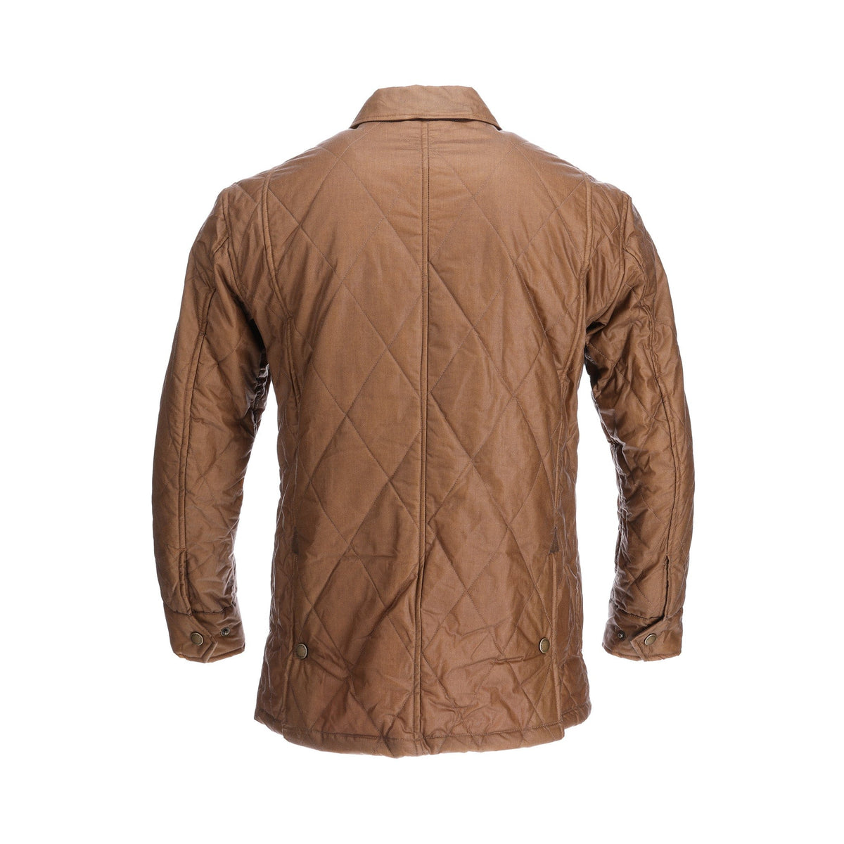 Tom Beckbes Paddock Quilted Jacket, back view, diamond pattern, breathable insulation, two hem buttons.