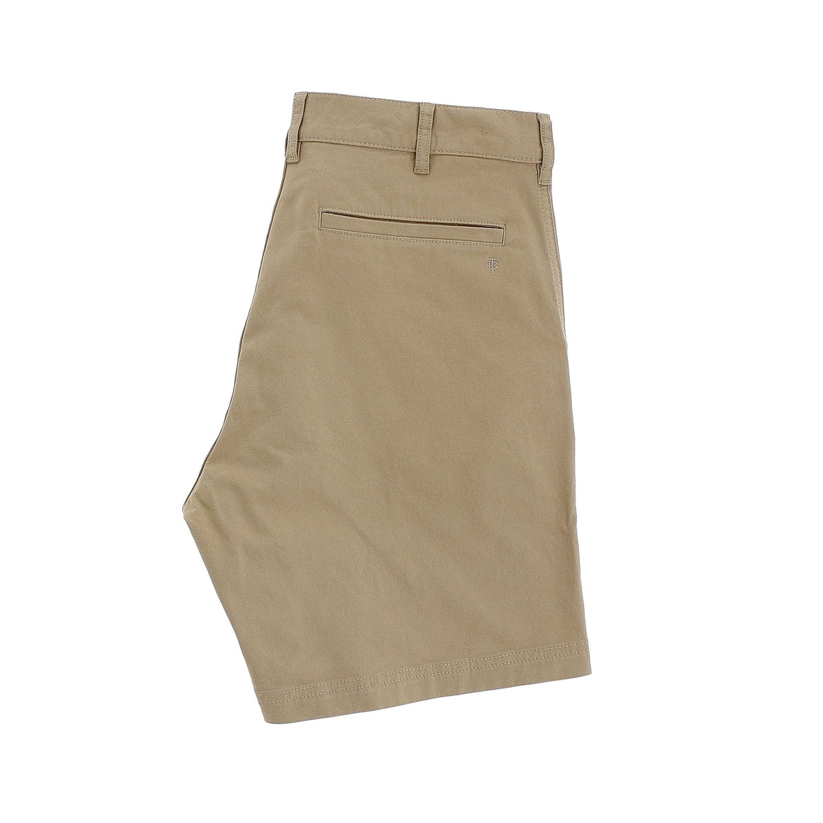 The Tom Beckbe Reid Short is a mid-rise chino with a flat front, back pocket, and brass zip fly on a white background.