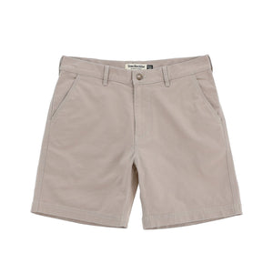 The Tom Beckbe Reid Short features a mid-rise fit, belt loops, brass zip fly, and two side pockets on a white background.