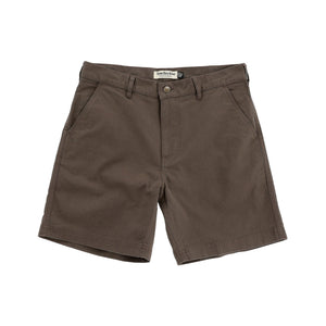 Tom Beckbes Reid Short, a pair of mid-rise chino shorts with a brass zip, front pockets, and belt loops, laid flat on white.