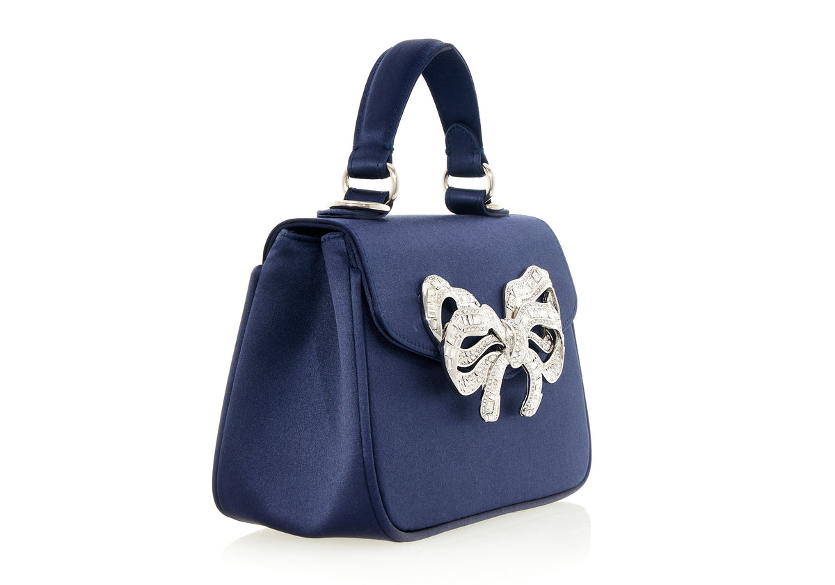 Bow Top Handle in Satin Navy