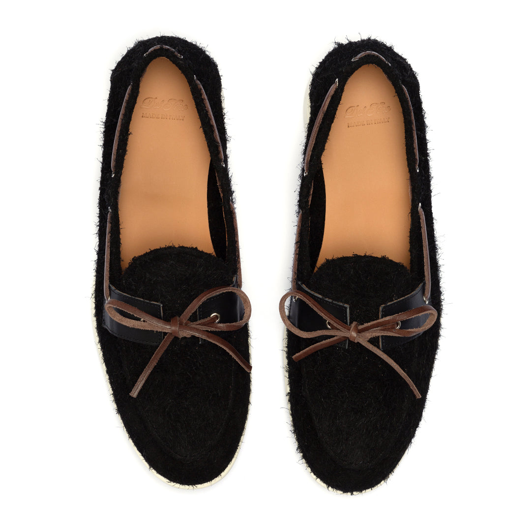 Men's Black Textured Suede Barca Yacht Loafer