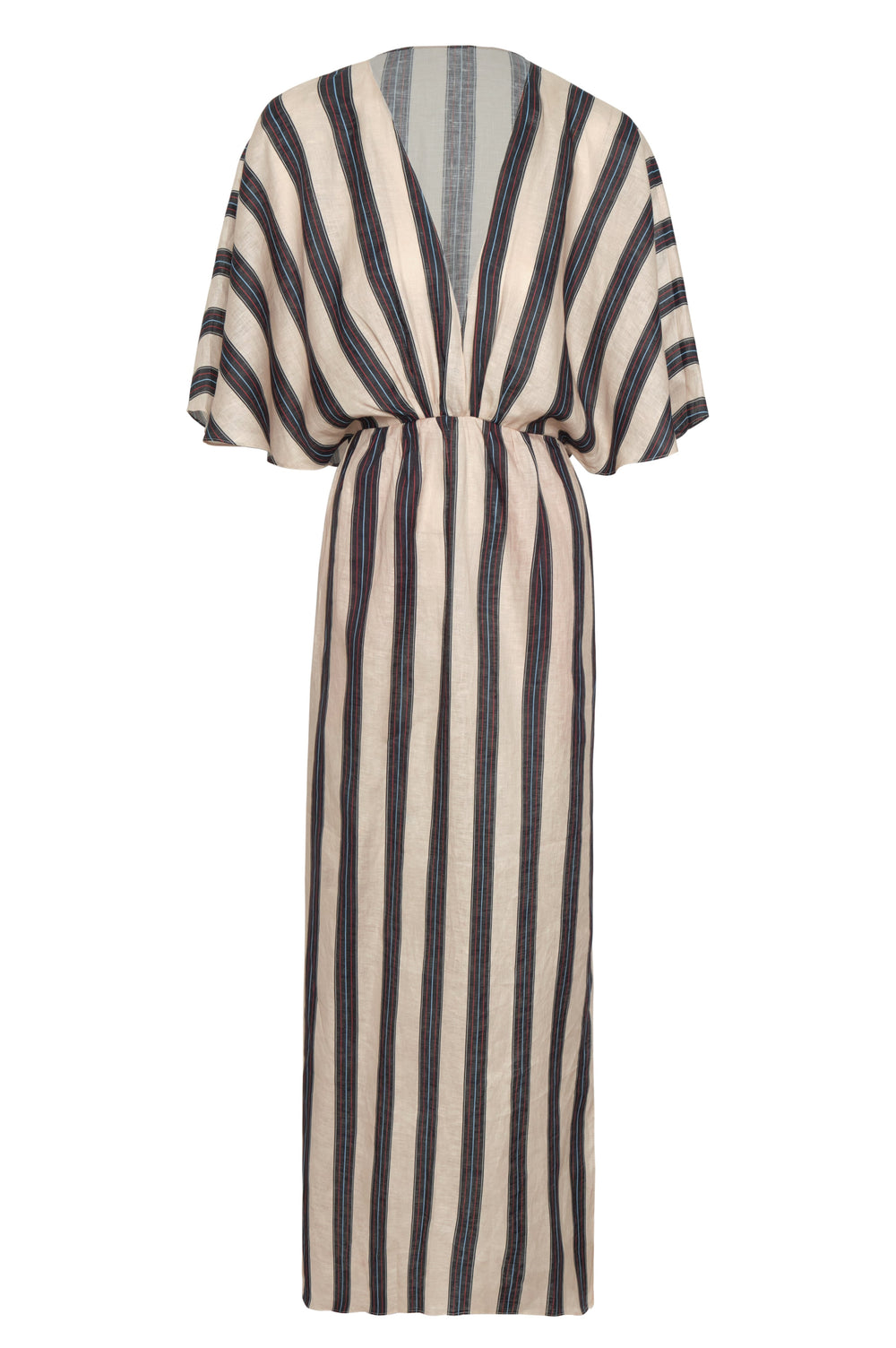 Topacio Linen Midi Tunic Dress in Navy Stripes