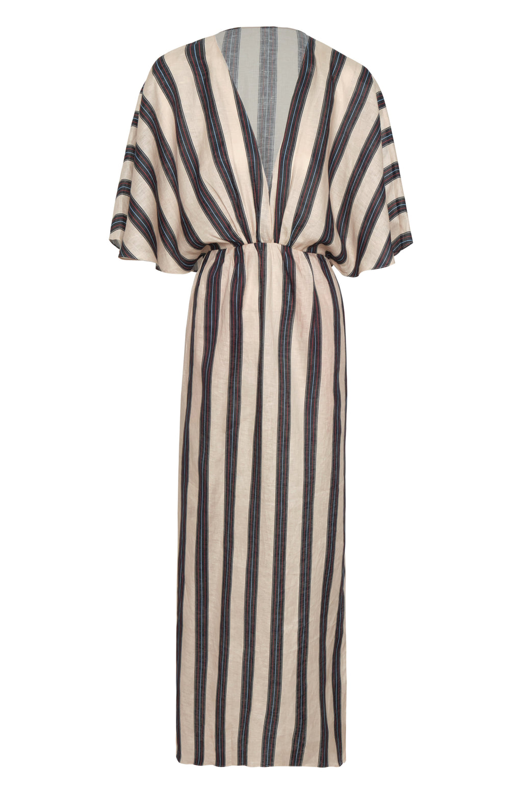 Topacio Linen Midi Tunic Dress in Navy Stripes