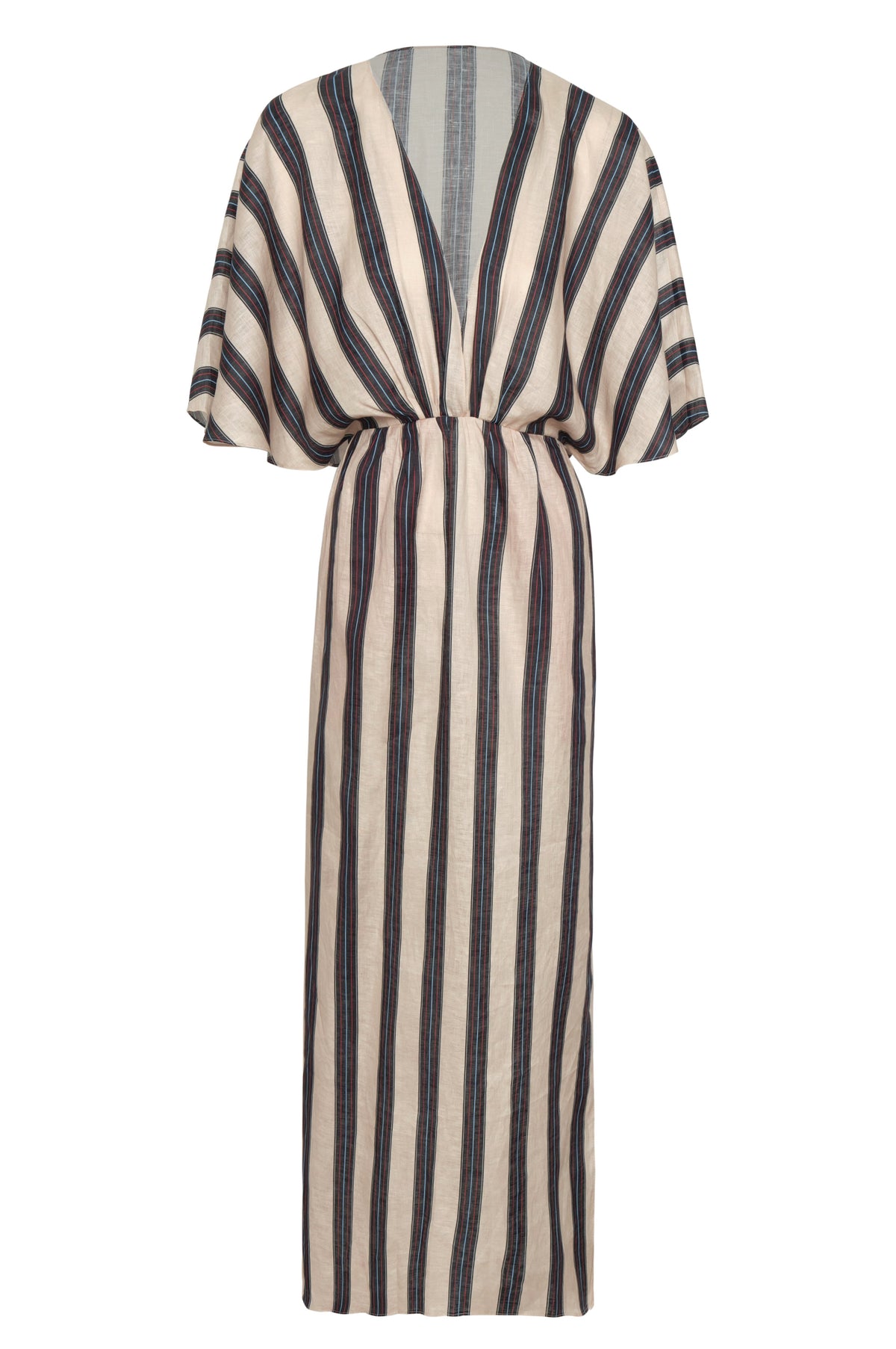 Topacio Linen Midi Tunic Dress in Navy Stripes