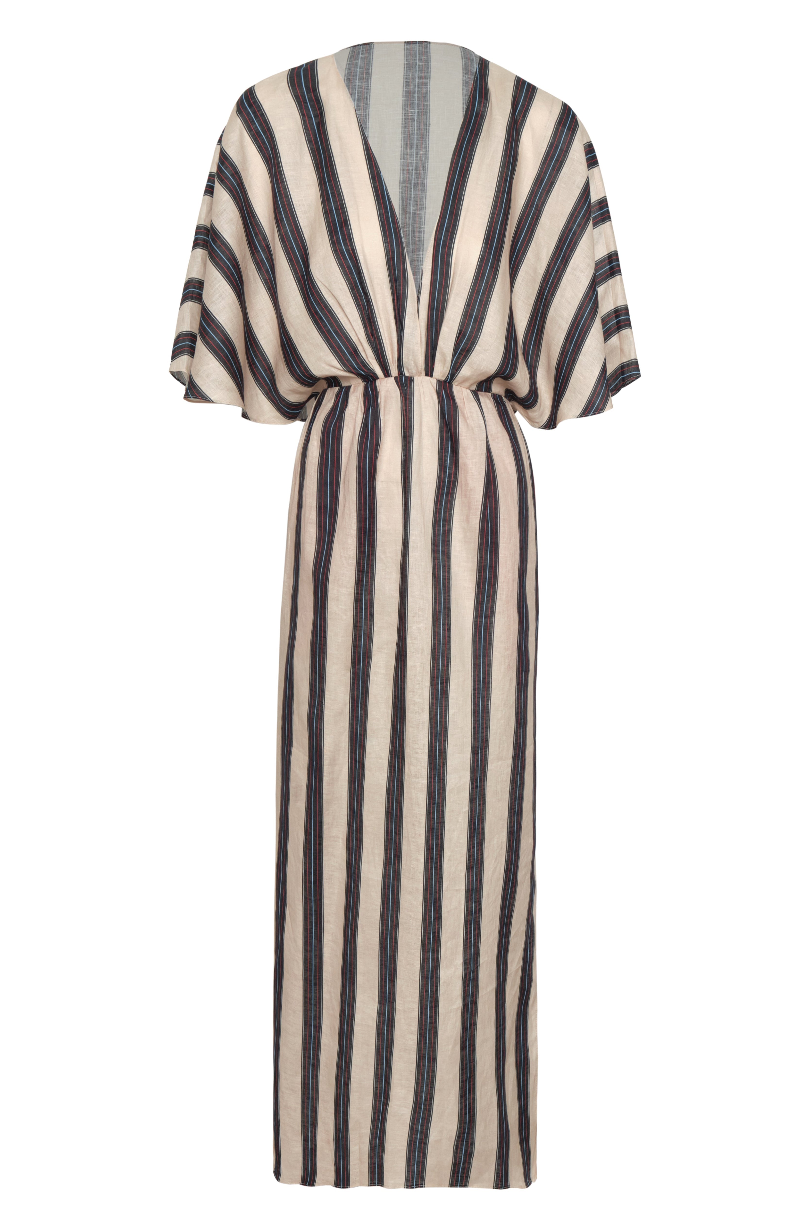 Topacio Linen Midi Tunic Dress in Navy Stripes