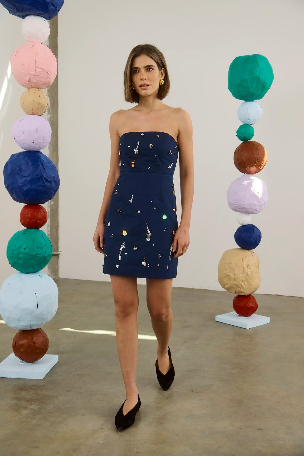 Tori Dress in Atelier Splatter Navy