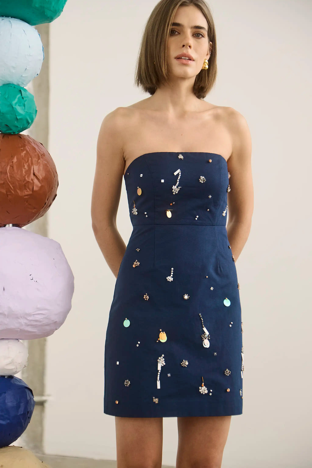 Tori Dress in Atelier Splatter Navy