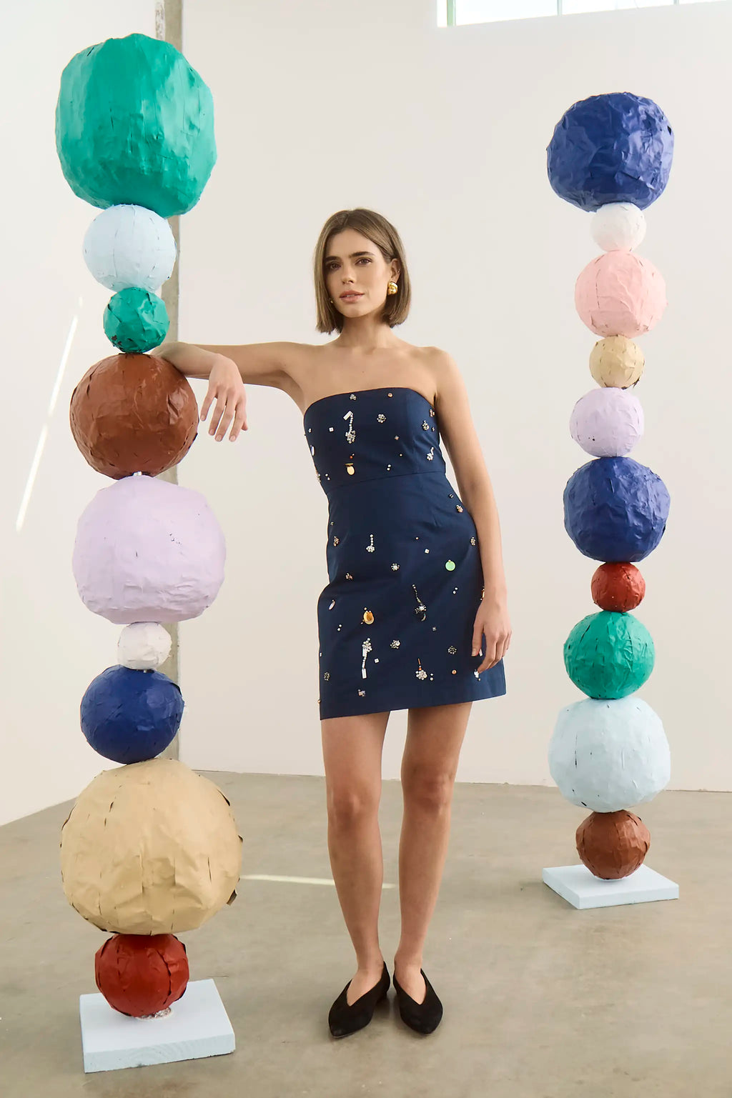 Tori Dress in Atelier Splatter Navy