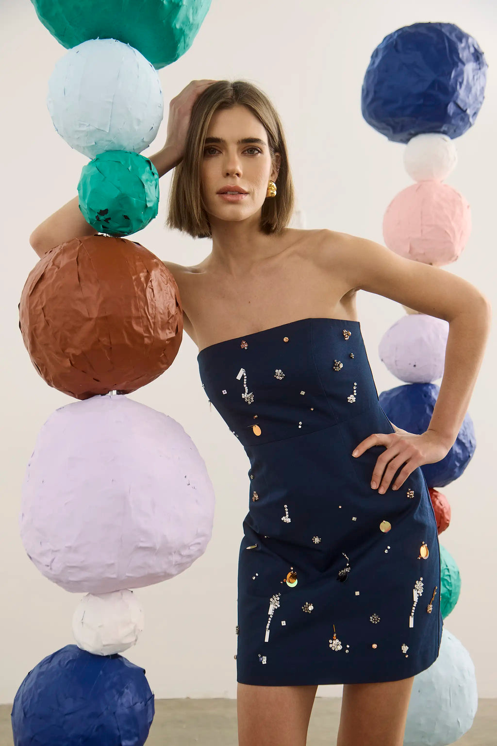 Tori Dress in Atelier Splatter Navy
