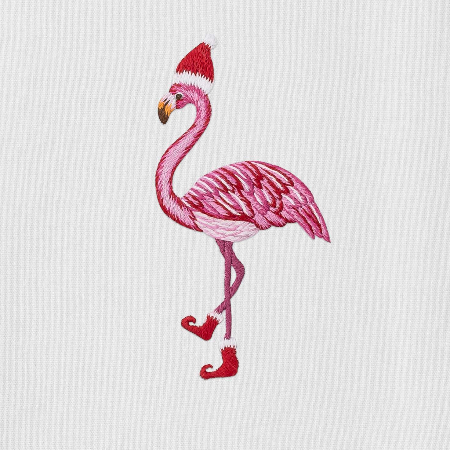 Santa Hat Flamingo Hand Towel