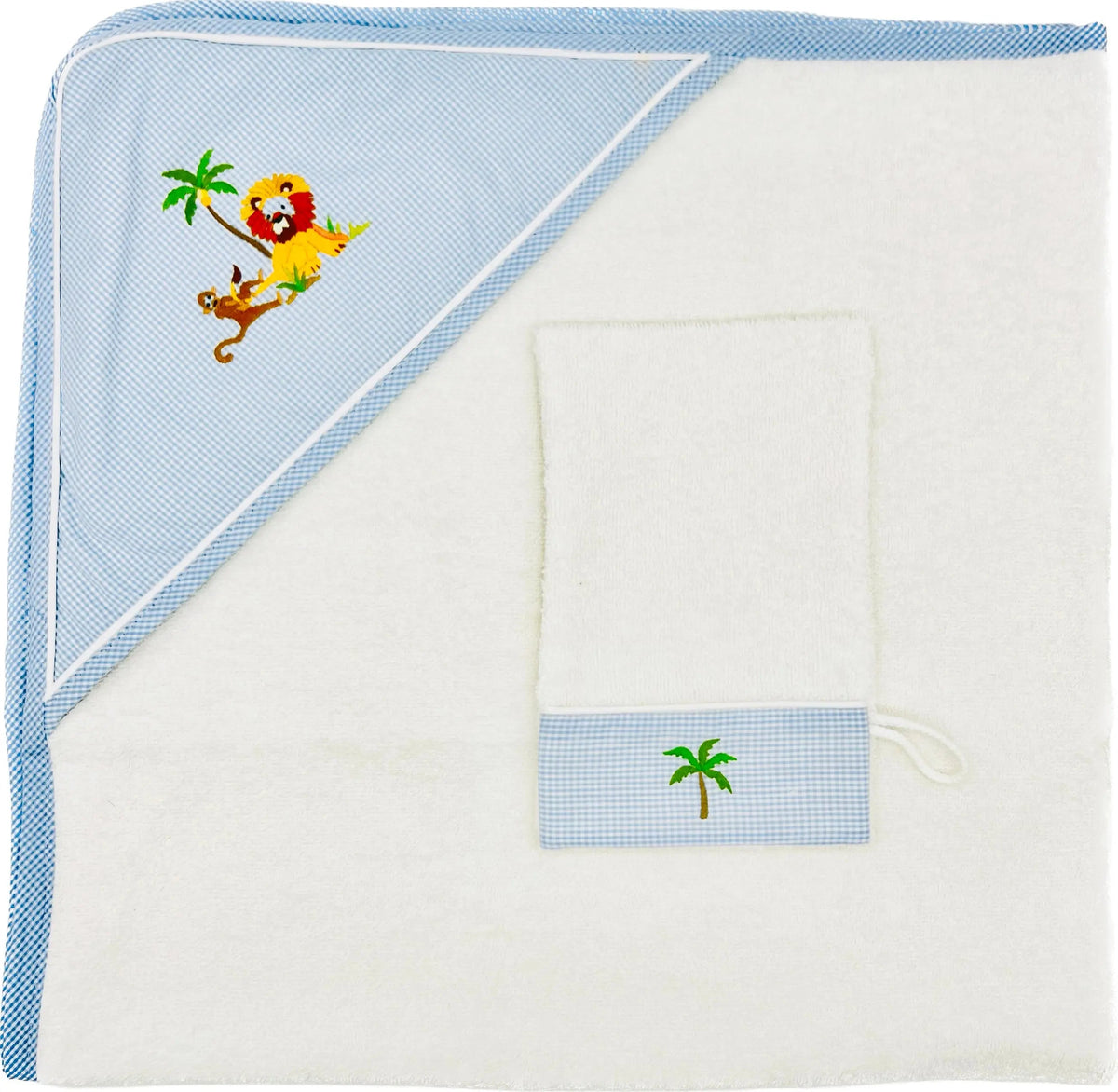 "On Safari" Hooded Towel & Mitt - Blue