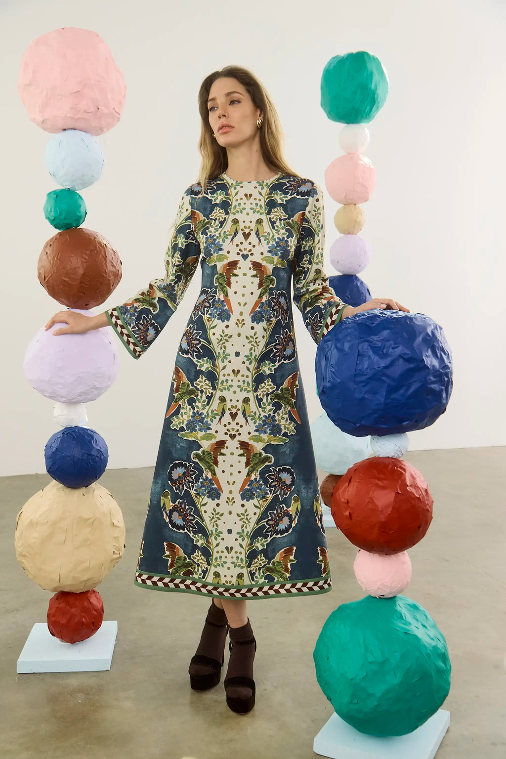 Townes Dress in Birds of a Feather Navy
