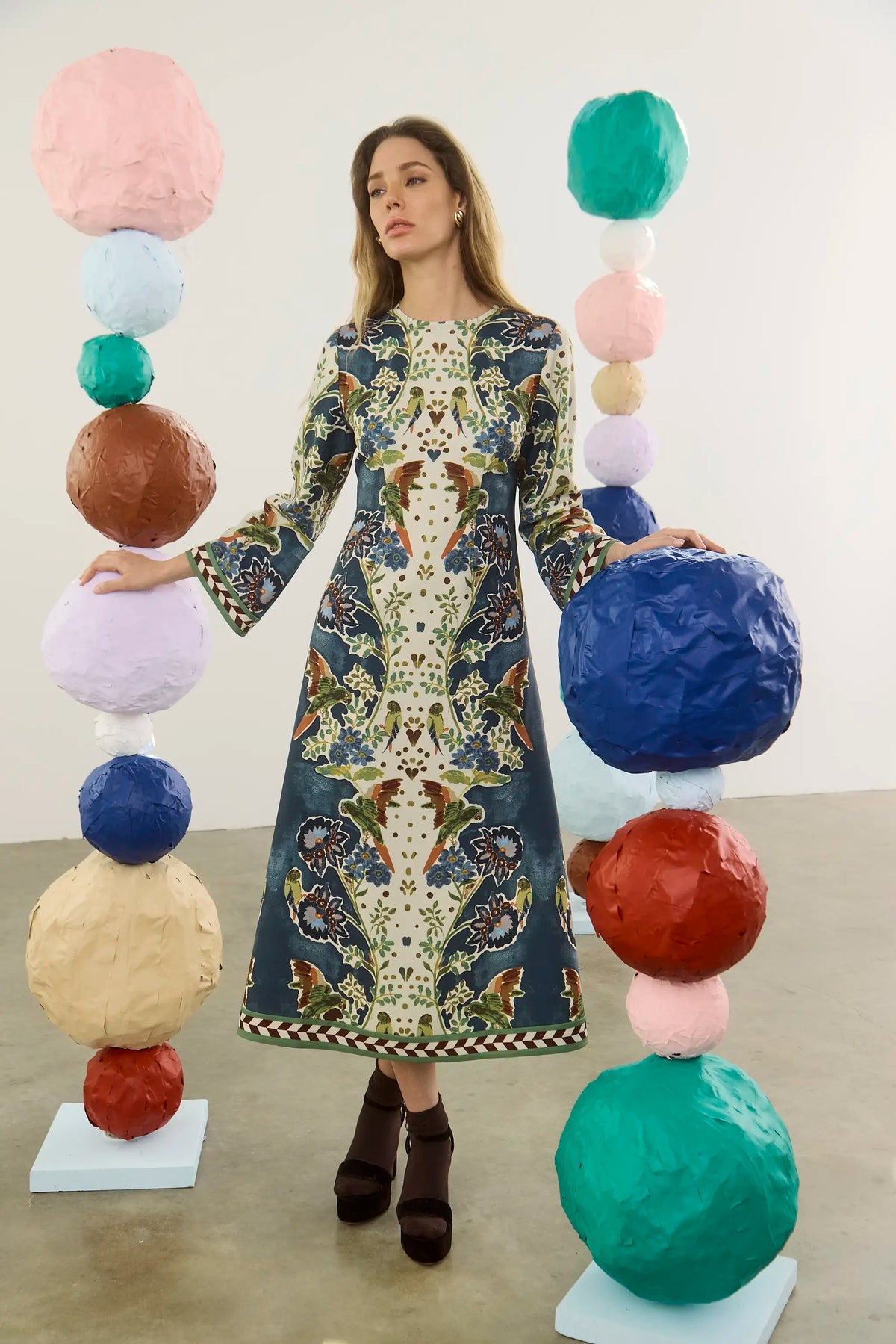 Townes Dress in Birds of a Feather Navy