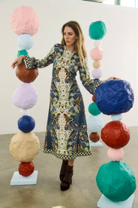 Townes Dress in Birds of a Feather Navy