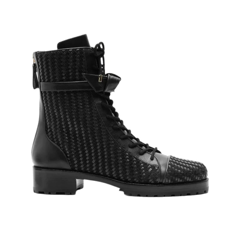 Tresse Combat Bootie in Black