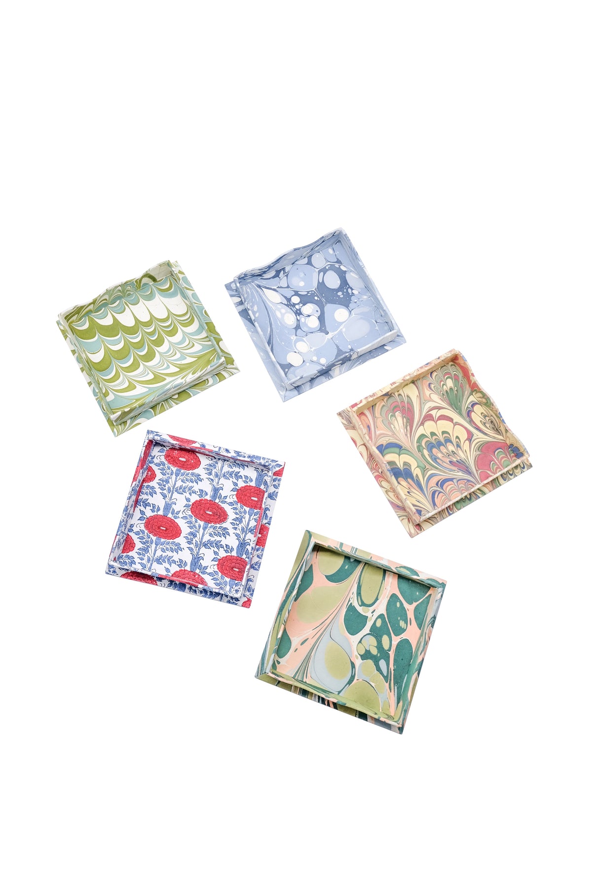 Trinket Cocktail Napkin Tray in Robin Blue Marbling