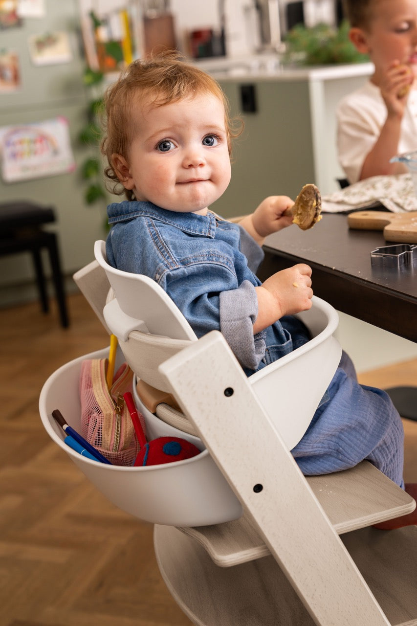 Tripp Trapp® High Chair, Cushion, and Tray in Whitewash