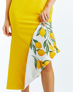 Tropez Reversible Midi Dress in Yellow & Ivory Lemon