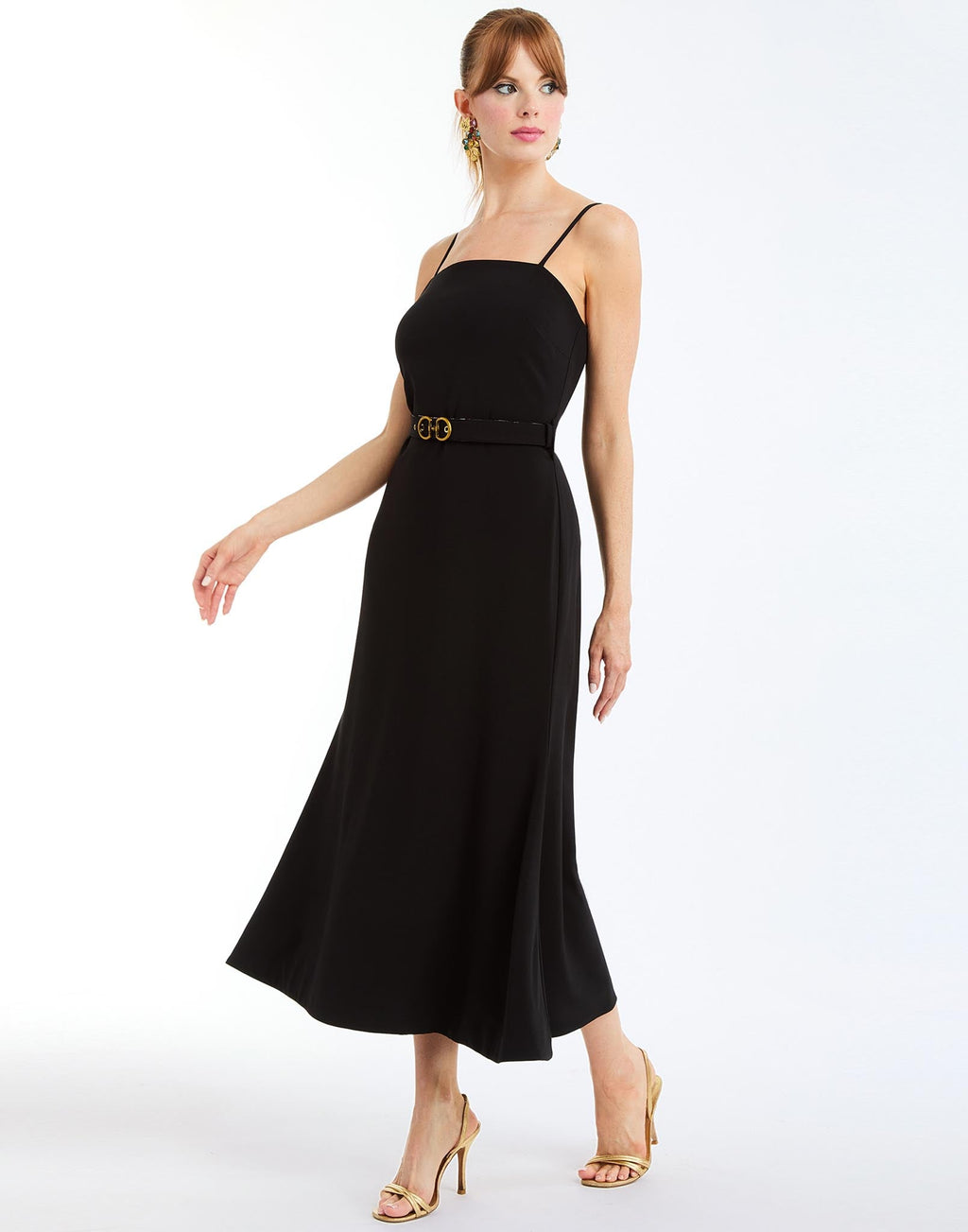 Tropez Convertible™ Midi Dress in Twilight Florals side – reversible fit-and-flare cocktail midi dress with straight-across neckline, adjustable straps, and full separating zipper by Mestiza New York.