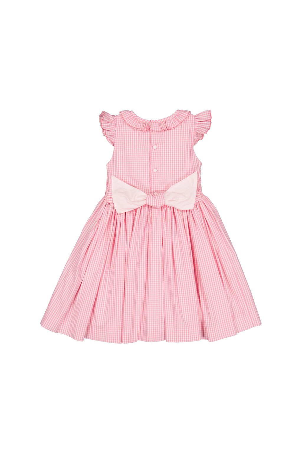 Tulip Pink Gingham Frilled Cap Sleeve Smocked Dress 6M Tulip Pink Gingham Frilled Cap Sleeve Smocked Dress 6M