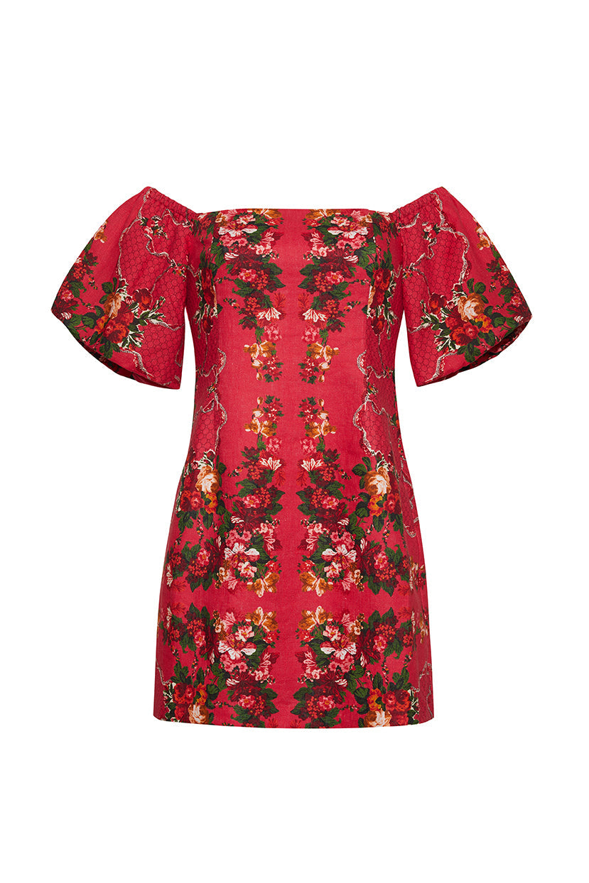 Tully Mini Dress in Gemma Scarf Pink