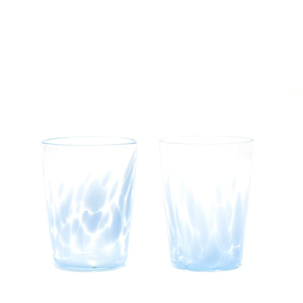 Sky Blue/Transparent Spotted Tumblers, Set of 2