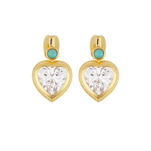 Bezel Heart Earrings with Turquoise