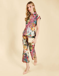 Tuxedo Crop Kick Pants in Midnight Meadows