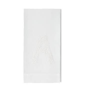 'D' Monogram Twig Hand Towel in White