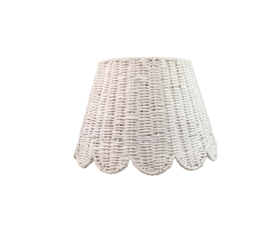 Twisted Paper Lampshade Scalloped in White