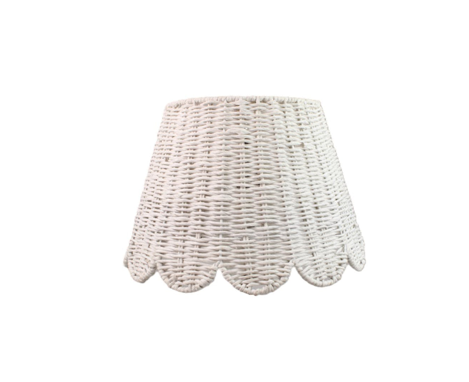 Twisted Paper Lampshade Scalloped in White