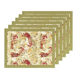 Renne Reindeer Mats in Red & Green, Set of 6