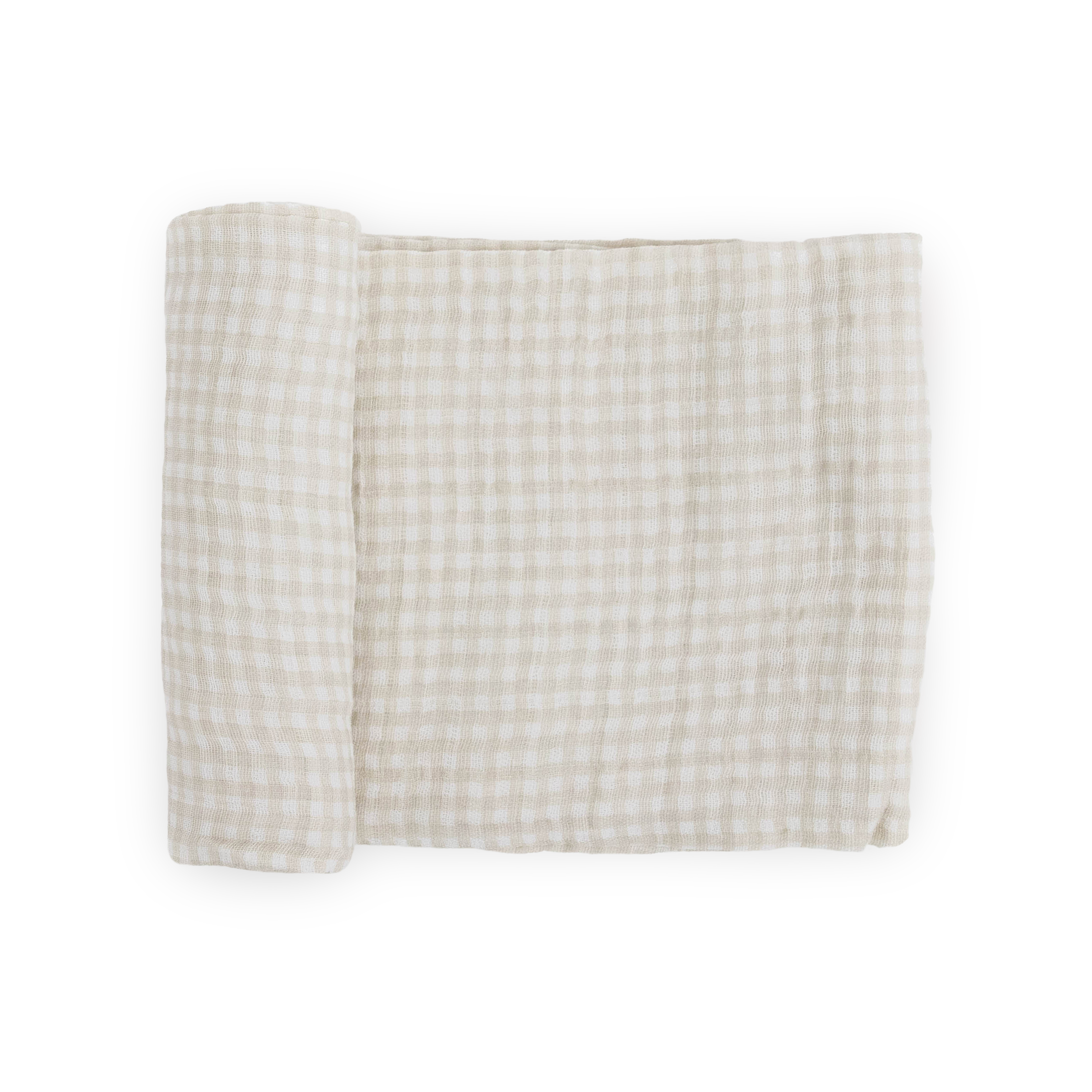 Cotton Muslin Swaddle Blanket - Tan Gingham