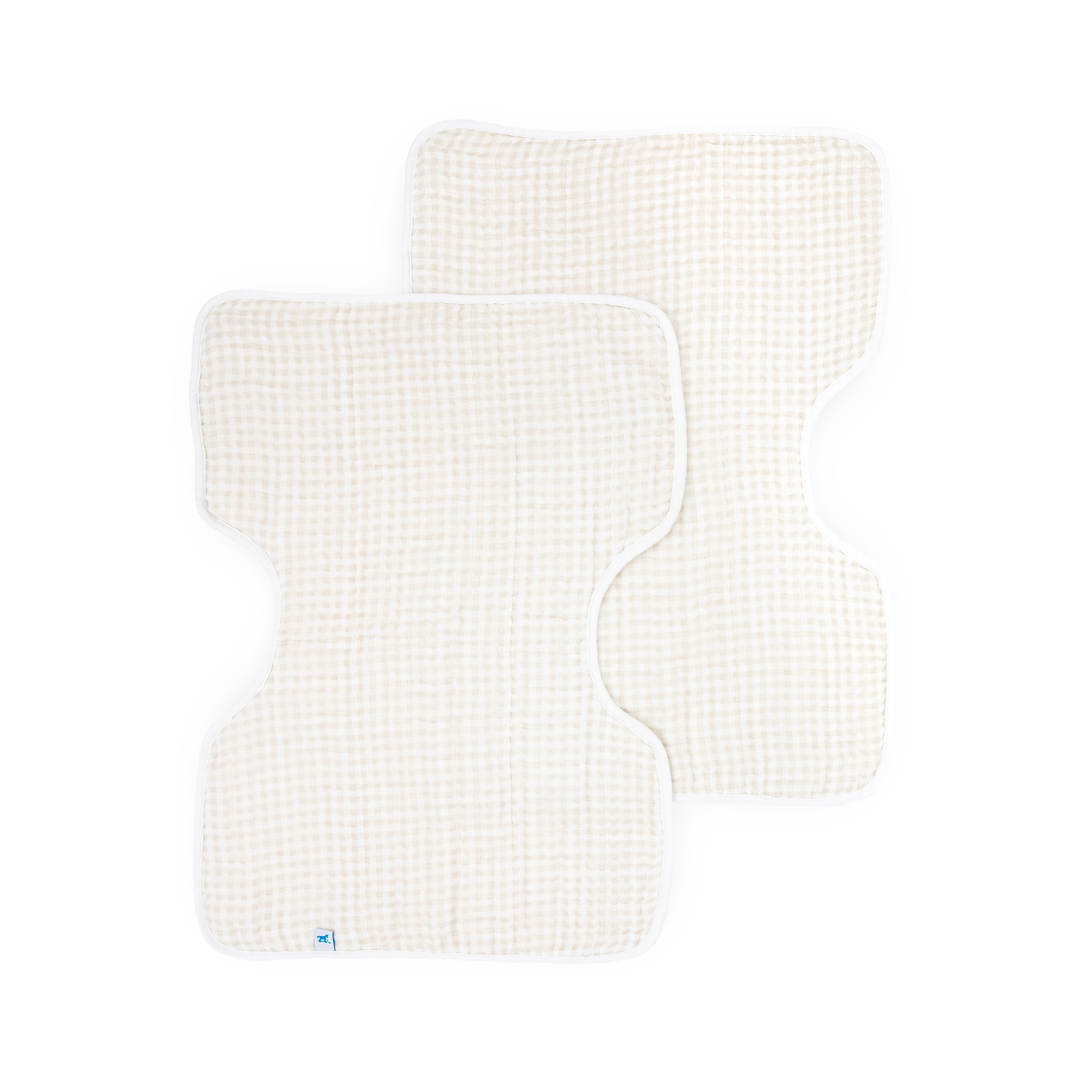 Cotton Muslin Burp Cloth 2 Pack - Tan Gingham