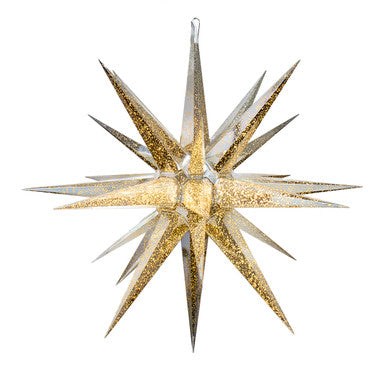 Kurt Adler 24" Warm White LED Silver Crackle Moravian Star