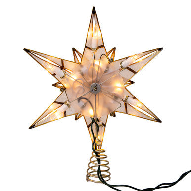 Kurt Adler 10.5" 10-Light L 6-Point Gold Glittered Capiz Star Treetop