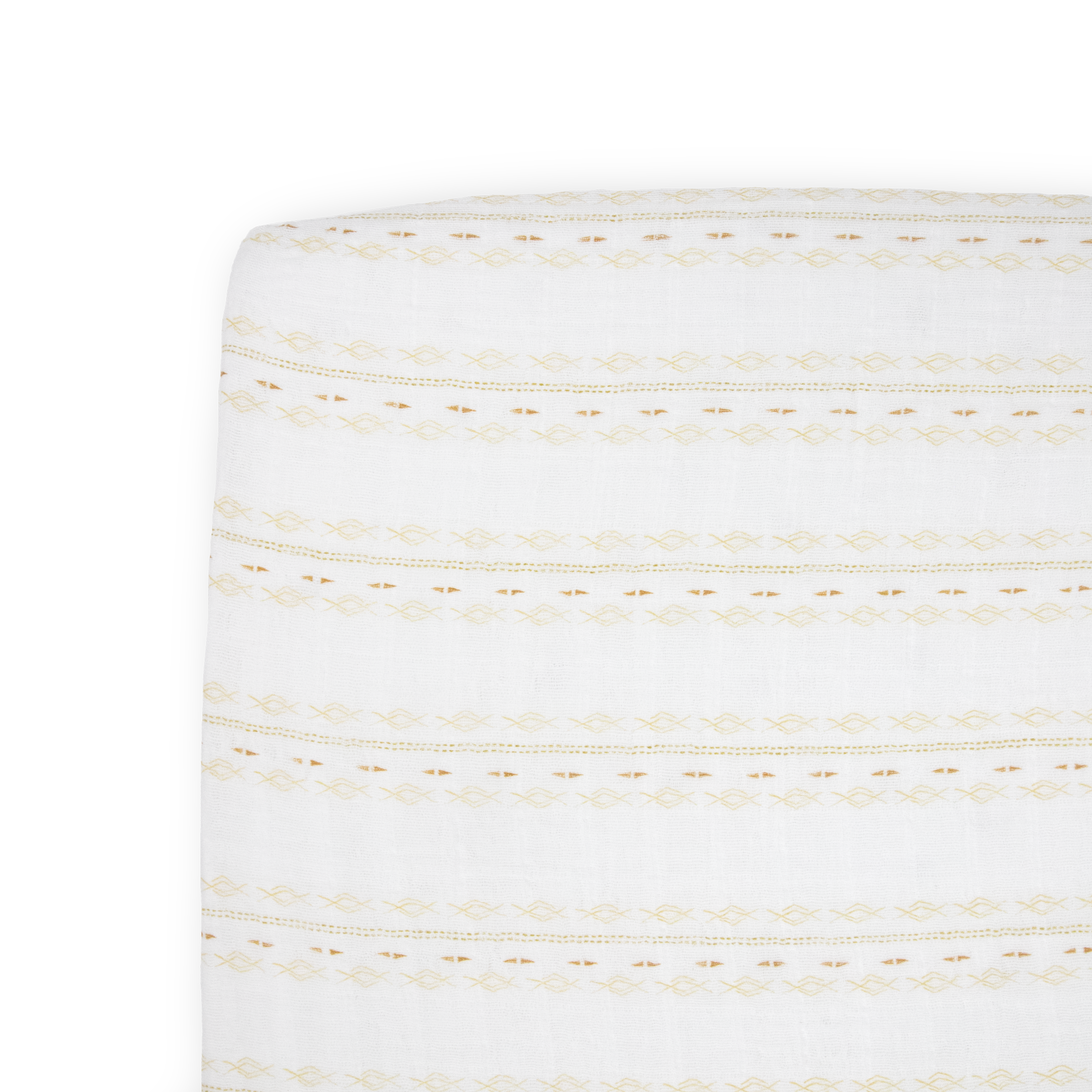 Cotton Muslin Crib Sheet - Gold Diamond-stripe